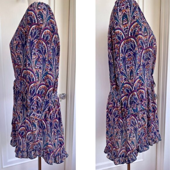 OLIVACEOUS Paisley Tassel Drawstring Dress with Ruffle Hem Size M - Picture 5 of 14